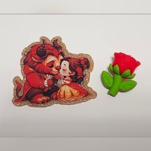 Acrylic Flatback Princess Rose Focal Bead‎ Badge Clip Keychain Bag Clip Crafts